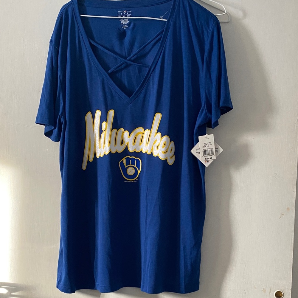 Majestic Women's Royal Blue Milwaukee Tee